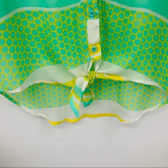 Tacera sheer blouse Button up with tie front - Picture 5 of 12